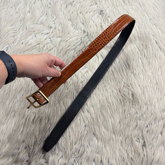 Vintage Y2K Calvin Klein Women's M Brown Alligator Leather Belt Boho Western - Picture 2 of 6